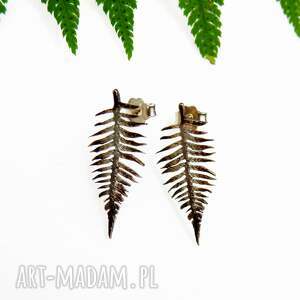 Prezent Paproć brązowa mini II - kolczyki srebrne, srebro