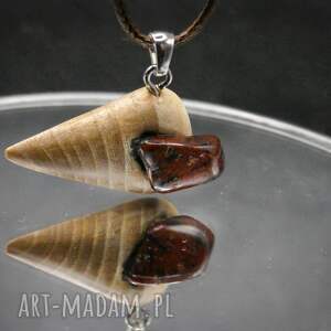 sztuka po godzinach naszyjnik - wiąz i obsydian mahoniowy, wood jewellery