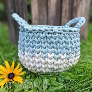 Koszyk Lula - natura i szaromięta, na przydasie, styl rustykalny