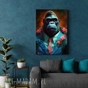 portret hipsterskiego goryla - wydruk na płótnie 50x70 cm b2