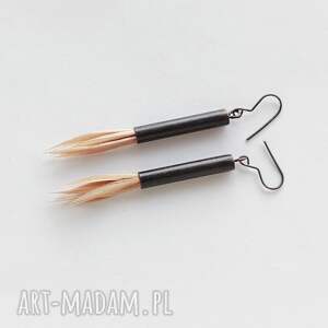 Kolczyki piórka z oksydowanego mosiądzu - lekkie boho