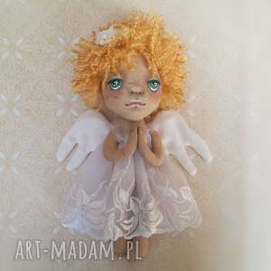 aniołek dekoracja ścienna - figurka tekstylna ręcznie szyta i malowana