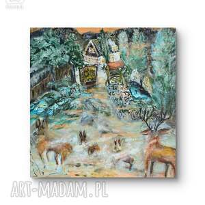 krystyna mosciszko zimowe figle, obraz akrylowy na plotnie, 50x50x1 cm