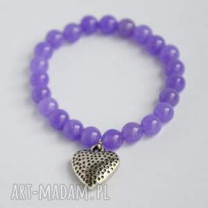 handmade bracelet by sis: serce w fioletowym jadecie