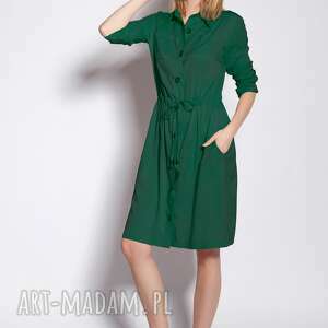 sukienki sukienka zapinana na guziki, suk183 zielony