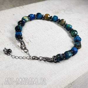 bs14) oko tygrysie, bransoletka niebieska