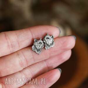 ryś mini kolczyki sztyfty ze srebra, biżuteria dzikie koty leśne zwierzęta