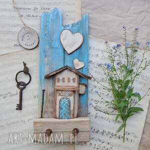 rustykalny wieszak z domkiem no 2, na klucze, ozdoba do domu prezent