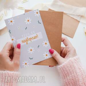 Kartka „Tego, co najlepsze! ” margaretki, wiosenny motyw