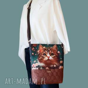 listonoszka wodoodporna z kotkiem, pojemna na ramię