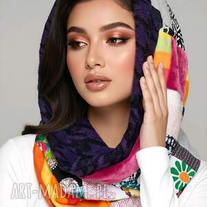 komin uszyty z różnych tkanin rozmiar uniwersalny, wciągany przez