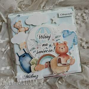 Kartka z okazji narodzin dziecka, dla maluszka, chłopca, dziecięce