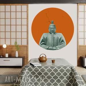 Mural dots kusonoki pomarańczowy - okrągła dekoracja ścienna, wallstick, grafika naklejka