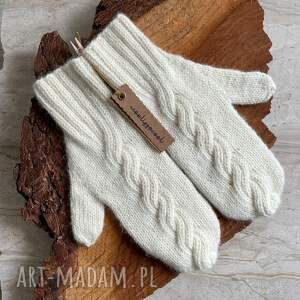 rękawiczki z warkoczem handmade, rękawiczki na drutach, handmade