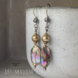 kolczyki retro z perłami abalone