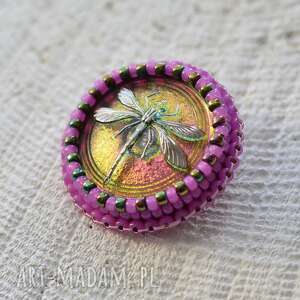 handmade broszki shiny buttons:dragonfly