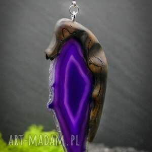prezent na święta Ręcznie rzeźbiony wisiorek - fioletowy agat