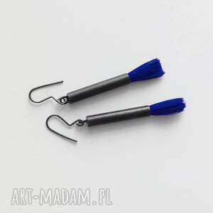 piórko kolczyki mosiądz, zmatowione