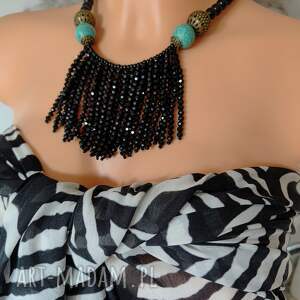 Naszyjnik Czarny Turkus Kryształki Krótki 24.25