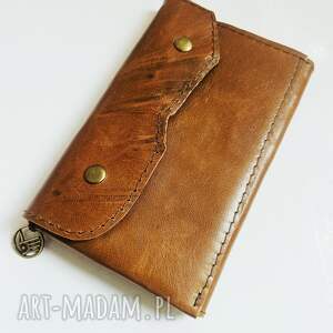 PortFELEK damski portfel skóra naturalna WHISKY karmel OD RĘKI