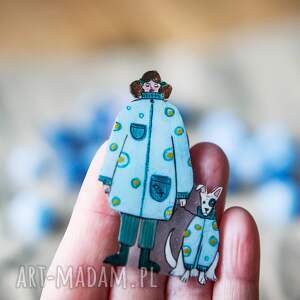 brfoszka dla psiary halina z psem dymkiem, dla psiarzy, bulterier prezent, biżuteria