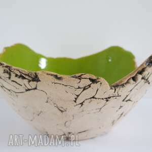 handmade ceramika zielona miseczka jak skała rozm S