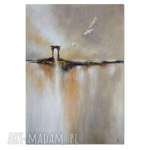 Żurawie abstrakcyjny pejzaż obraz ręcznie malowany /3/