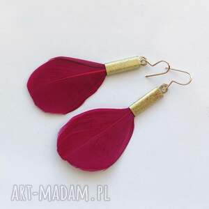 piórko kolczyki mosiądz, zmatowione