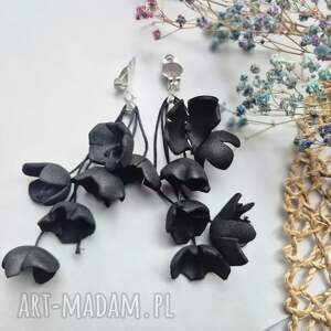 Klipsy lekkie kwiaty czarne, kli, fo, dam, tul, kw, fri