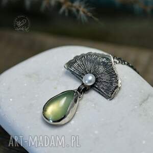 handmade naszyjniki prehnite &pearl necklace