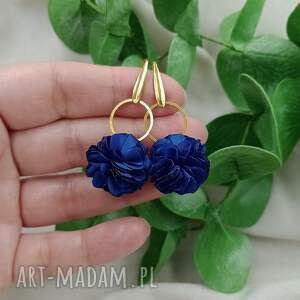 Chabrowe kolczyki kwiaty z wiskozy - lekkie handmade