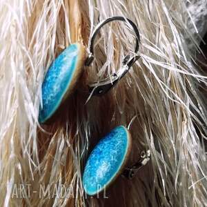 damskie kolczyki boho turkusowe hand - made srebrne bigle stal chirurgiczna gaia