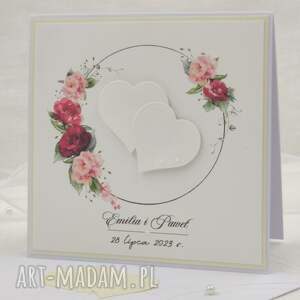 kartka na ślub w ozdobnej kopercie, w72, personalizowana elegancka