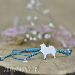 samojed - bransoletka z psem, srebro próby 925, pies szczęście, 925