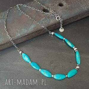 grey line project naszyjnik z turkusem srebro oksydowane kamienie naturalne