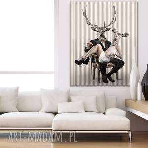 obraz na płótnie - 80x100cm deer love 02103 wysyłka w 24h, jelenie, ślub prezent