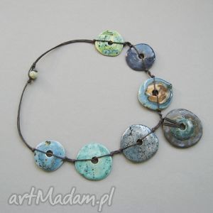 handmade naszyjniki naszyjnik „zielono - niebieskie koła”