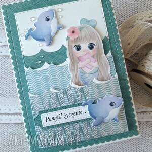 handmade scrapbooking kartki kartka urodzinowa z syrenką i delfinkami