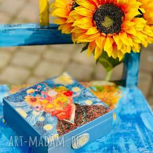 kuferek dla miłośnika sztuki, van gogh, prezent, na biżuterię, cytat, pudełko