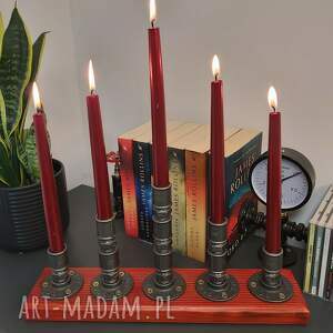 pracownia 3mp cad świecznik loftowy 5 - ramienny drewno / metal f005_1 w3 loft