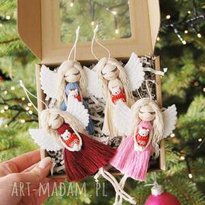 aniołki na choinkę zawieszki choinkowe - zestaw 4 szt, aniołek