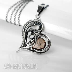 miechunka quartz heart - naszyjnik srebrne serce z kwarcem dymnym