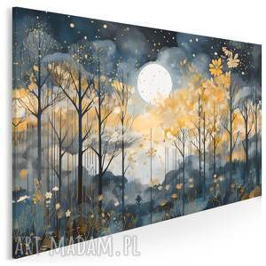 obraz na płótnie - las noc oniryczny księżyc do sypialni - 120x80 cm