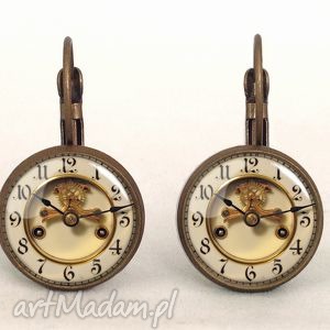 zegary - małe kolczyki wiszące, prezent, vintage