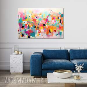 kolorowy obraz abstrakcyjny w żywych kolorach - wydruk na płótnie 90x60 cm - kolorowa