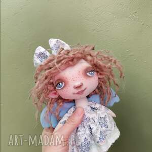 aniołek - artystyczna lalka kolekcjonerska z tkaniny, dekoracja