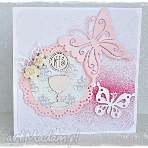 handmade scrapbooking kartki kartka na komunię dla dziewczynki