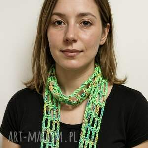 ażurowy naszyjnik ozdoba na szyję zieleń, wąski szalik