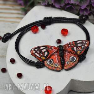 czerwony motyl - bransoletka z regulacją