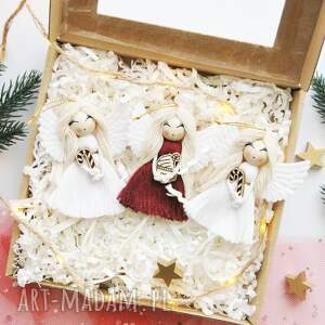 aniołki na boże narodzenie - box 3 szt zawieszki świąteczne